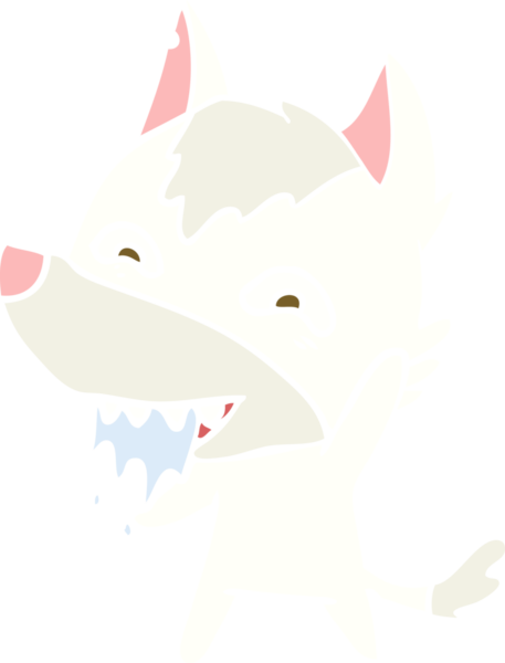 Düz renkli çizgi film aç kurt bir insan tarafından çizilmiş.