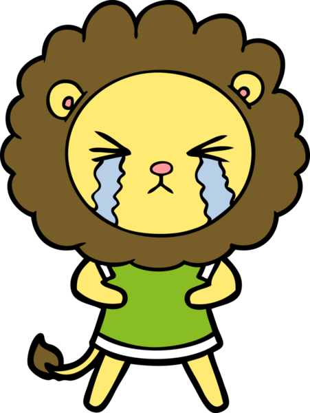 Bir insan tarafından çizilmiş ağlayan bir aslan.