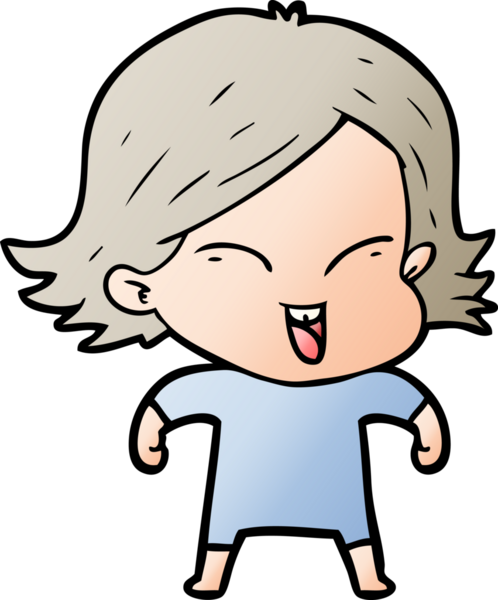 Bir insan tarafından çizilmiş mutlu çizgi film kızı.