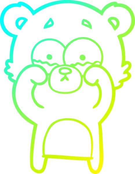 Ağlayan bir çizgi filmin soğuk gradyan çizimi. Bir insan tarafından çizilmiş ayı gözleri.