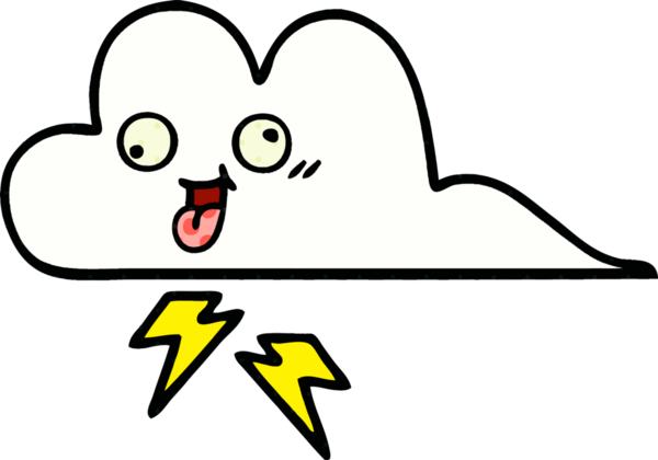 Bir insan tarafından çizilmiş bir fırtına bulutunun karikatürü.