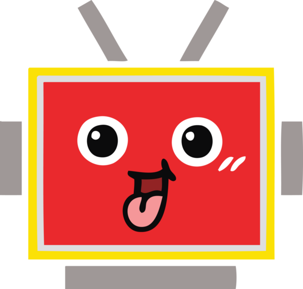 Bir insan tarafından çizilmiş robot kafasının düz renkli retro karikatürü