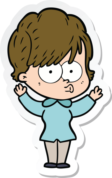 Bir insan tarafından çizilmiş bir karikatür kadının çıkartması.