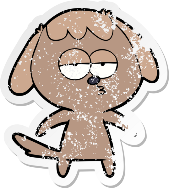 Bir insan tarafından çizilmiş sıkıntılı bir çizgi film çıkartması.