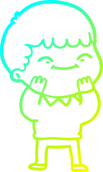 Bir çizgi film karakteri çizen soğuk çizgi bir insan tarafından çizilmiş mutlu çocuk.