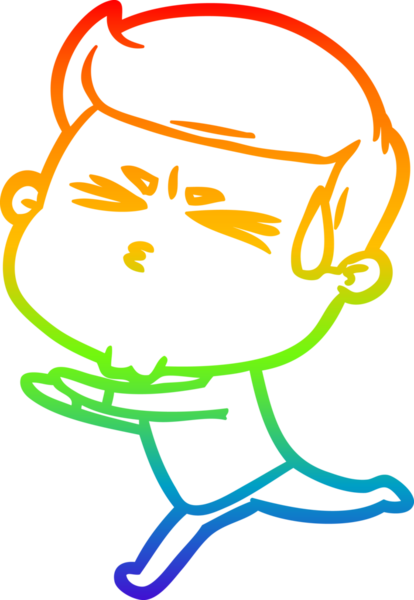 Bir insan tarafından çizilmiş terleyen bir çizgi film karakterinin çizimi.