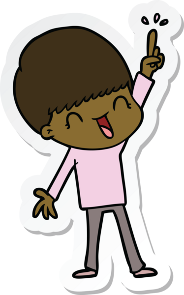 Bir insan tarafından çizilmiş mutlu bir çizgi film çocuğunun çıkartması.