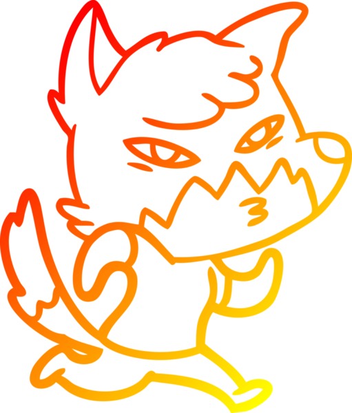 Bir insan tarafından çizilmiş akıllı bir tilkinin sıcak çizgi çizimi