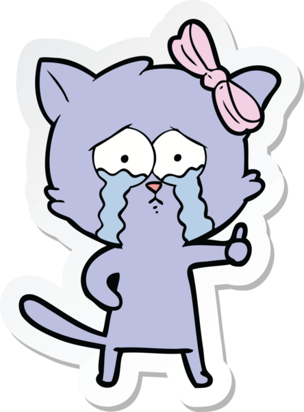 Bir insan tarafından çizilmiş çizgi film kedisinin çıkartması.