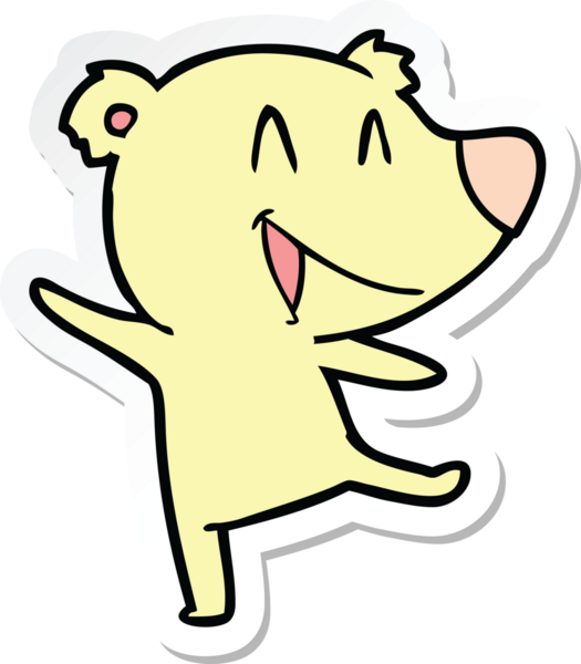 Bir insan tarafından çizilmiş, gülen ayı çizgi filminin çıkartması.