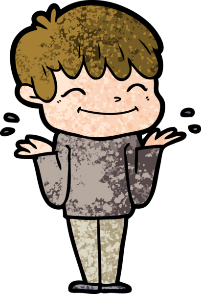 Bir insan tarafından çizilmiş mutlu çocuk çizgi filmi.