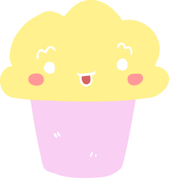 Yüzü bir insan tarafından çizilmiş düz renkli çizgi film keki.