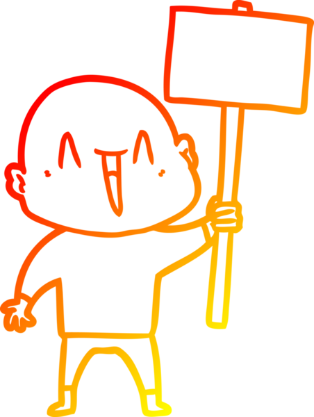 Bir insan tarafından çizilmiş mutlu, kel bir adamın sıcak çizgi çizimi.