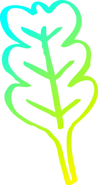 Bir insan tarafından çizilmiş kuru kahverengi yaprağın soğuk gradyan çizimi