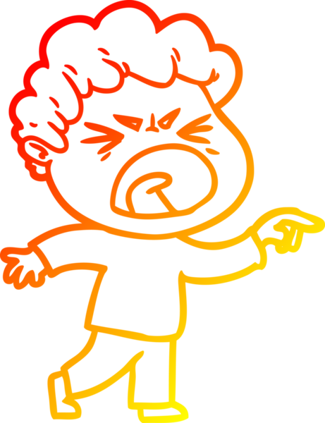 Bir insan tarafından çizilmiş kızgın bir adamın çizgi film çizimi.