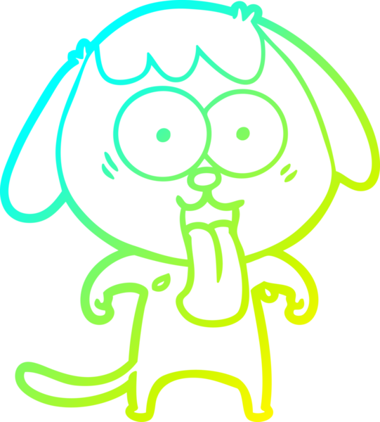 Bir insan tarafından çizilmiş şirin bir çizgi köpeğin soğuk gradyan çizgisi.