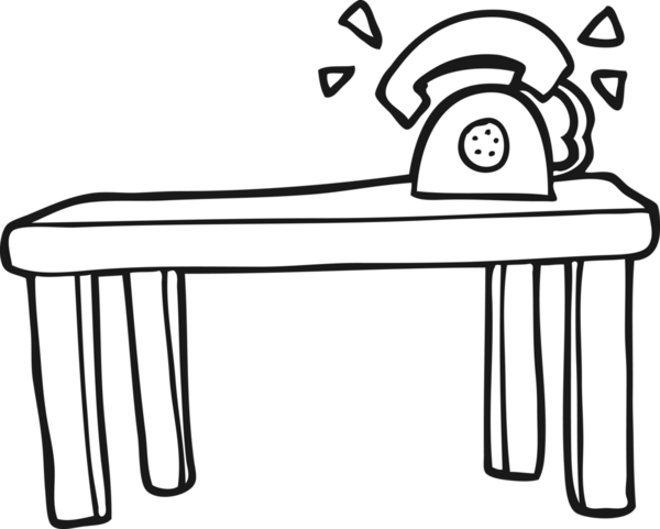 Masanın üzerinde bir insan tarafından çizilmiş siyah beyaz bir telefon.