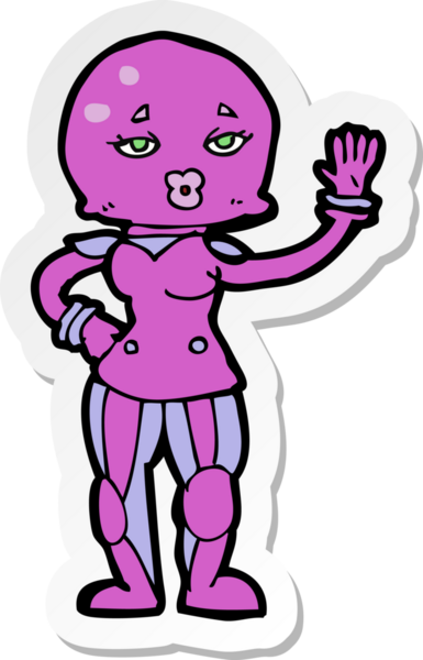 Bir insan tarafından çizilmiş bir kadın astronotun çıkartması.