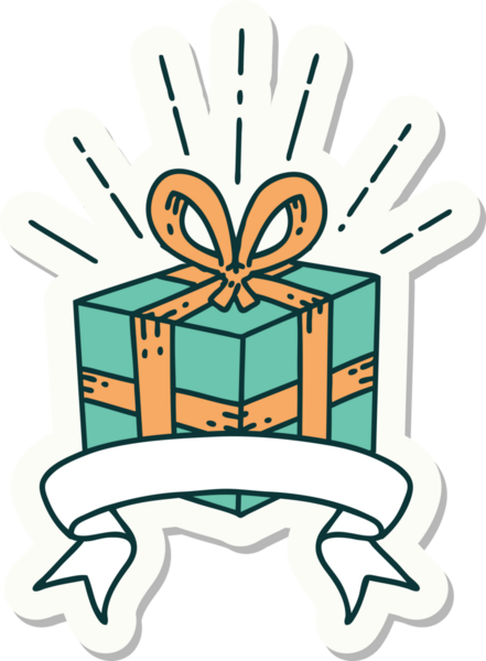 Bir insan tarafından çizilmiş dövme stili Noel hediyesi.