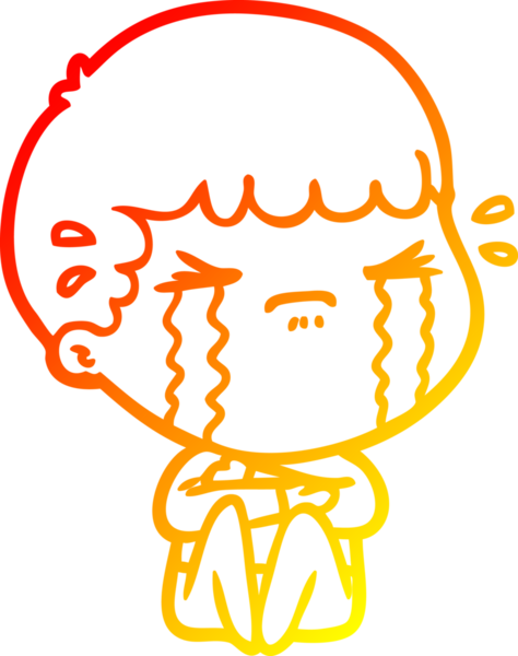 Bir insan tarafından çizilmiş ağlayan bir çizgi film karakteri çizimi.