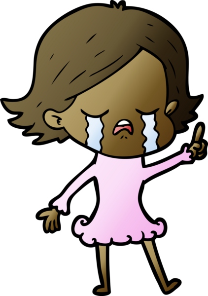 Bir insan tarafından çizilmiş ağlayan çizgi film kızı.