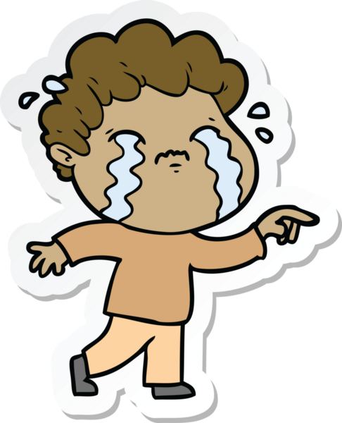 Bir insan tarafından çizilmiş, ağlayan bir çizgi film karakterinin çıkartması.