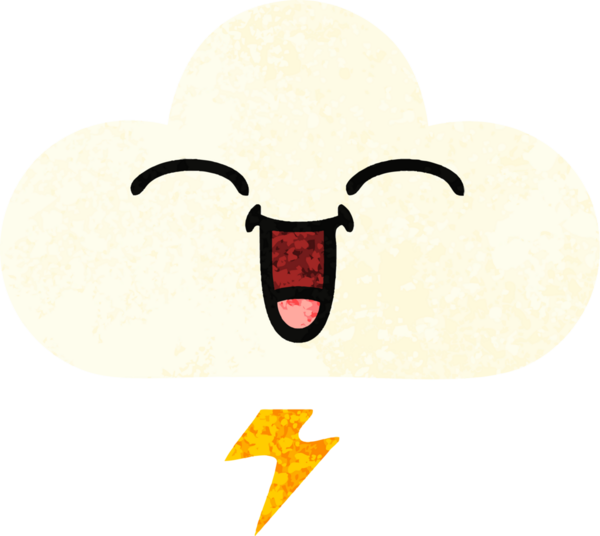 Bir insan tarafından çizilmiş bir gök gürültüsü bulutunun retro çizim tarzı karikatürü