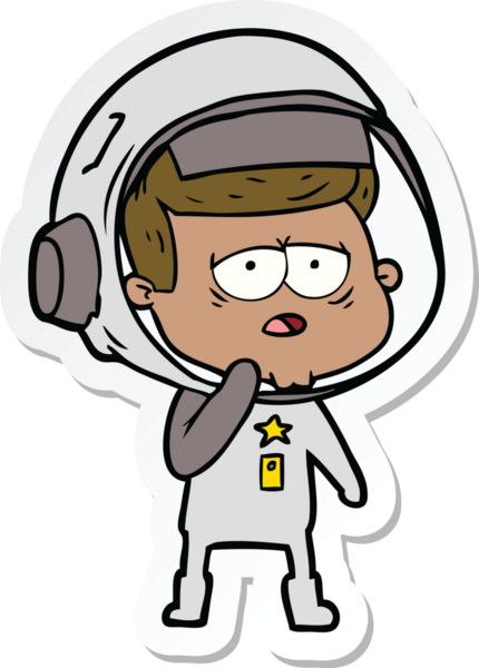 Bir insan tarafından çizilmiş yorgun bir astronotun çıkartması.