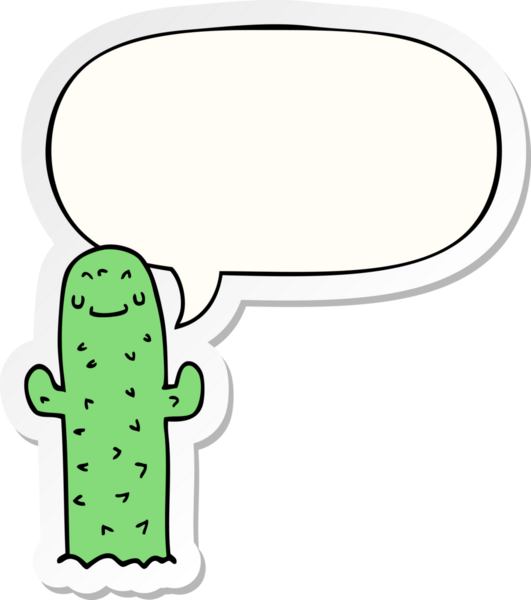 Bir insan tarafından çizilmiş konuşma balonu çıkartmalı çizgi film kaktüsü.