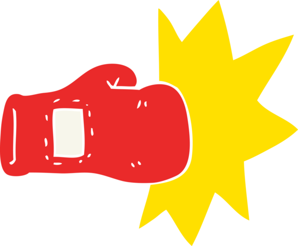 Bir insan tarafından çizilmiş boks eldiveninin düz renk çizimi