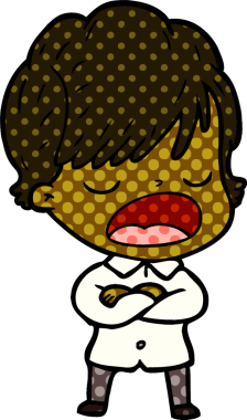 Bir insan tarafından çizilmiş bir karikatür kadın konuşuyor.