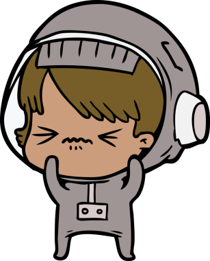 Bir insan tarafından çizilmiş kızgın uzay kızı.