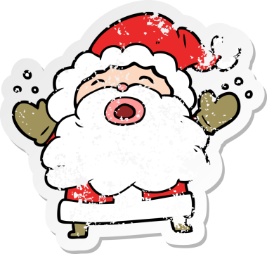 Bir insan tarafından çizilmiş karikatür Noel Baba 'nın sıkıntılı çıkartması.