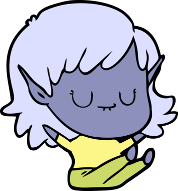 Bir insan tarafından çizilmiş mutlu elf kızı.