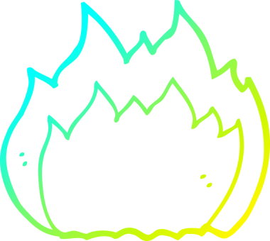 Bir insanın çizdiği çizgi film ateşinin soğuk eğimli çizgisi.