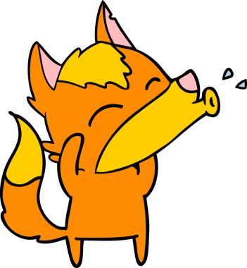 Bir insan tarafından çizilmiş tilki çizgi film karakteri