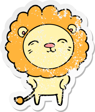 Bir insan tarafından çizilmiş karikatür aslanının sıkıntılı çıkartması.