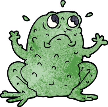 Çizgi film karakurbağası bir insan tarafından çizilmiş.