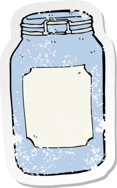 Bir insanın çizdiği karikatür kavanozunun gerilimli retro yapıştırması.