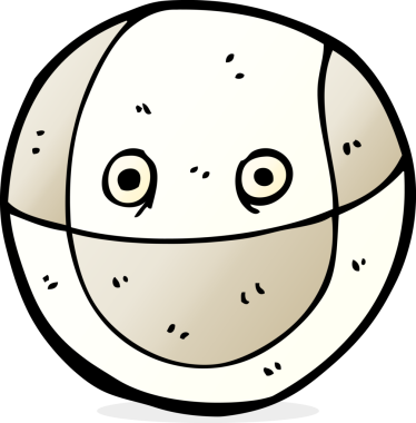 Bir insan tarafından çizilmiş çizgi film topu.