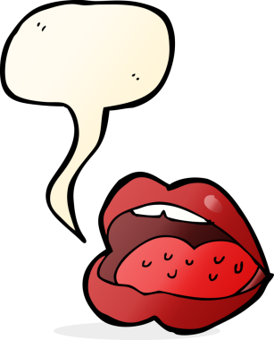 bir insan tarafından çizilmiş bir konuşma baloncuğuyla açık bir ağız.
