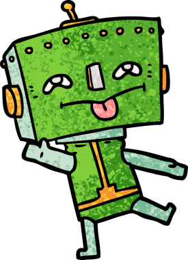 Bir insan tarafından çizilmiş çizgi film robotu