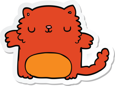 Bir insan tarafından çizilmiş çizgi film kedisinin çıkartması.