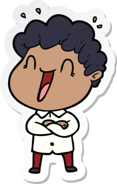 Bir insan tarafından çizilmiş mutlu bir adamın çıkartması.