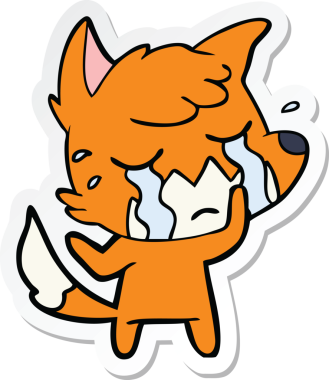 Bir insan tarafından çizilmiş ağlayan tilki çizgi filminin çıkartması.