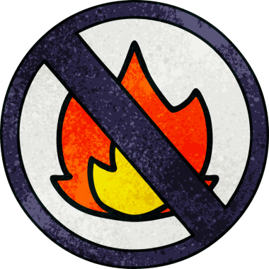 Bir insan tarafından çizilmiş ateş olmayan bir tabelanın retro grunge desen karikatürü