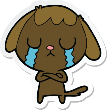 Bir insan tarafından çizilmiş şirin bir köpeğin çıkartması.