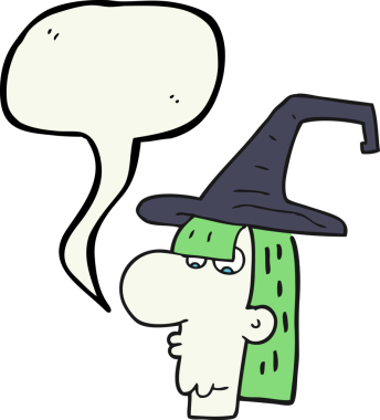 Bir insan tarafından çizilmiş serbest konuşma balonu karikatürü cadı kafası