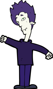 Bir insan tarafından çizilmiş vampir adam çizgi filmi.