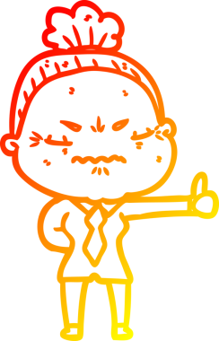 Bir insan tarafından çizilmiş, karikatür çizen yaşlı bir kadın.